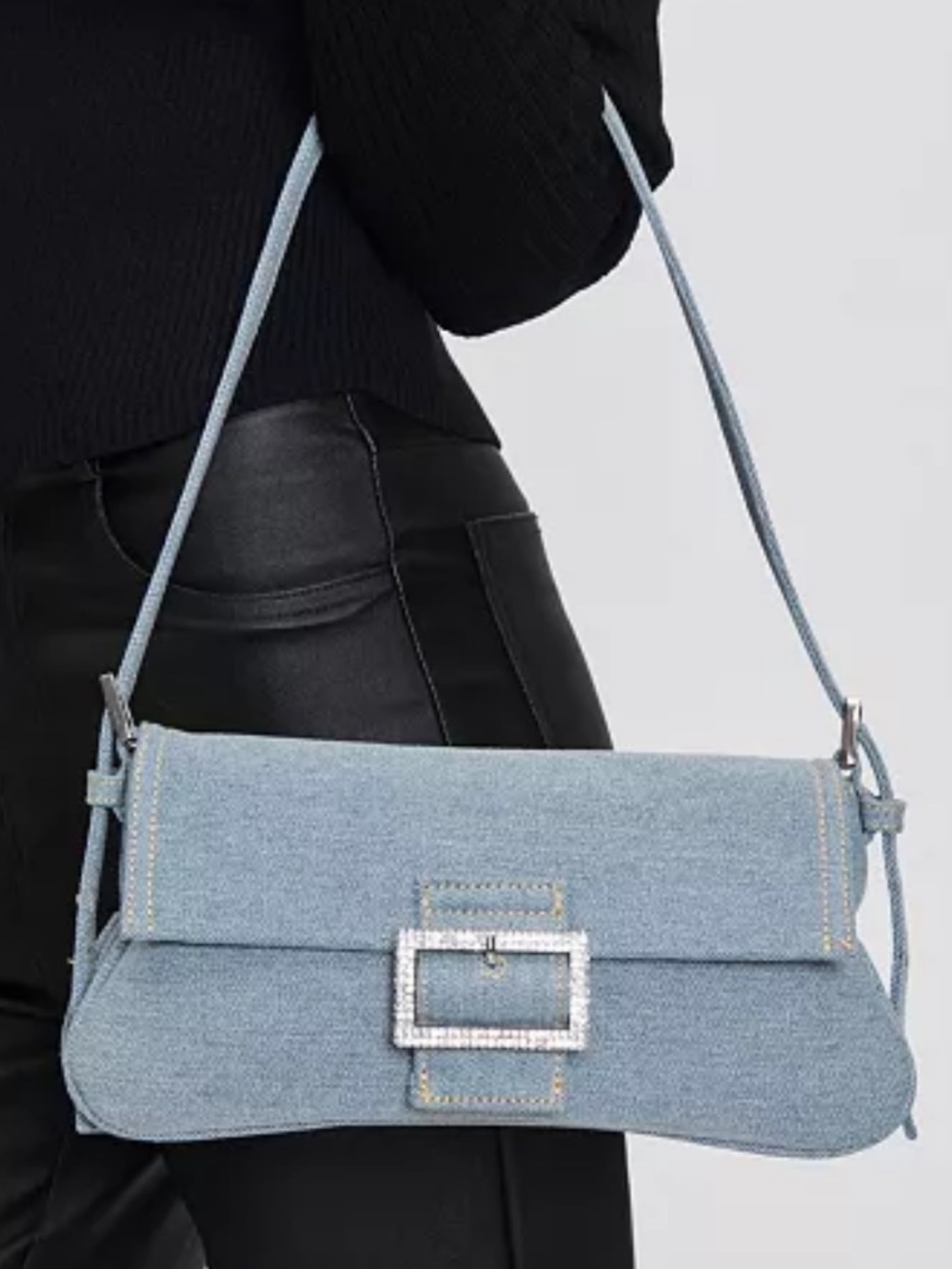 Moda Luxe Faye Denim Baugette shoulder bag NWOT NEVER USED